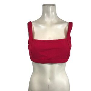 Sea Level Australia Red Ribbed Square Neck Bikini Top Adjustable Straps Size 10